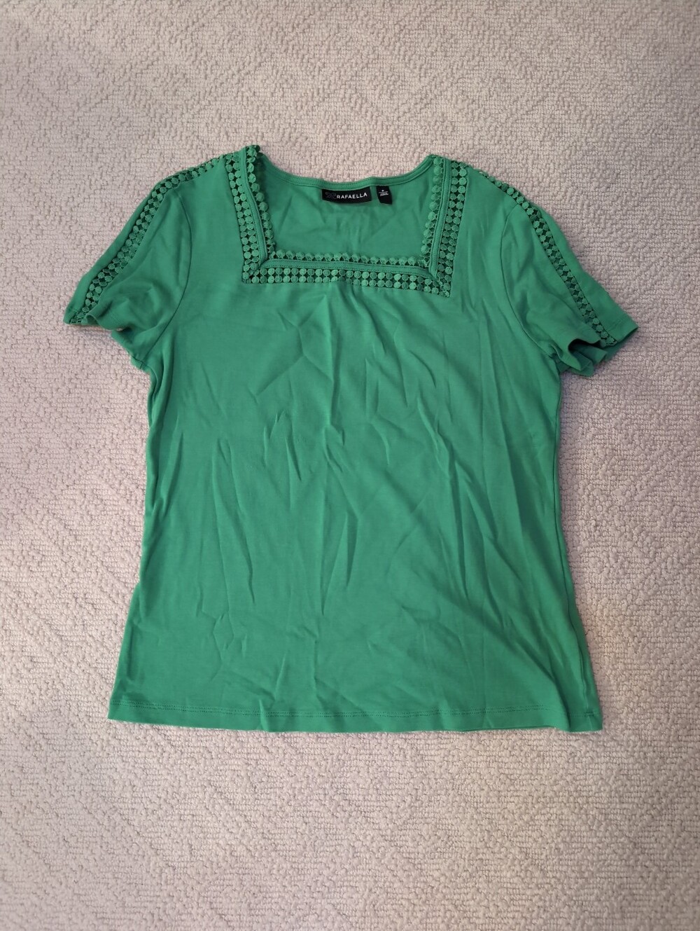 Rafaella Kelly Green T-shirt Crochet Lace Top College Work Business Casual